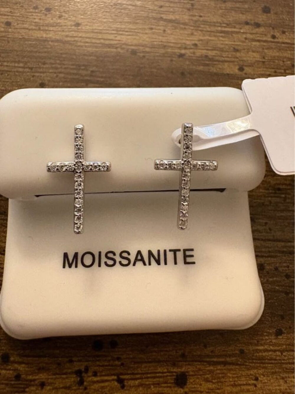 Sterling Silver Moissanite Cross Earrings